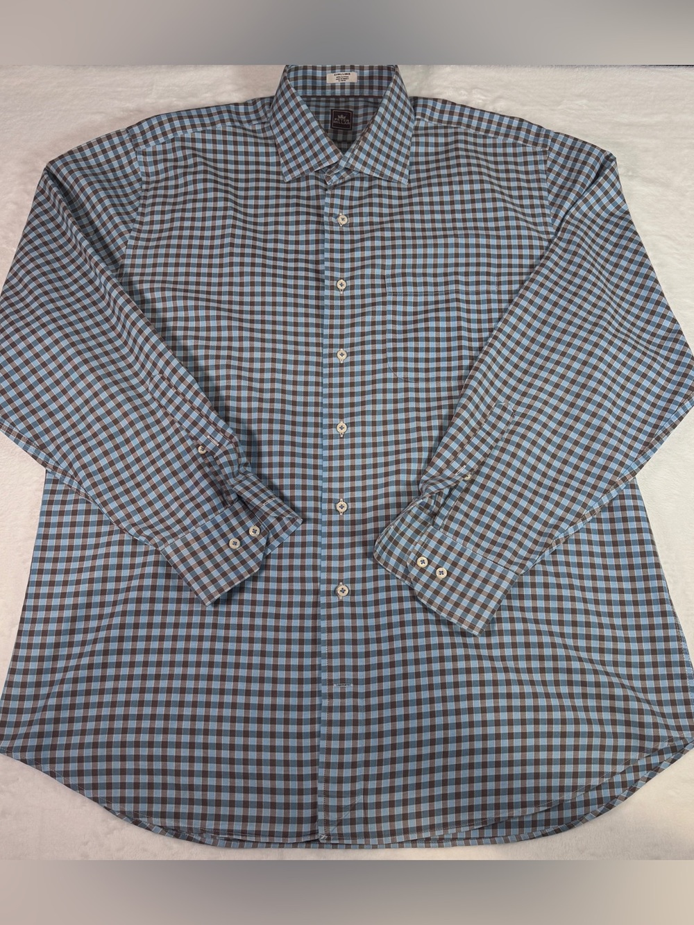 Peter Millar Crown Collection Men’s XL Blue Brown Check Plaid Button